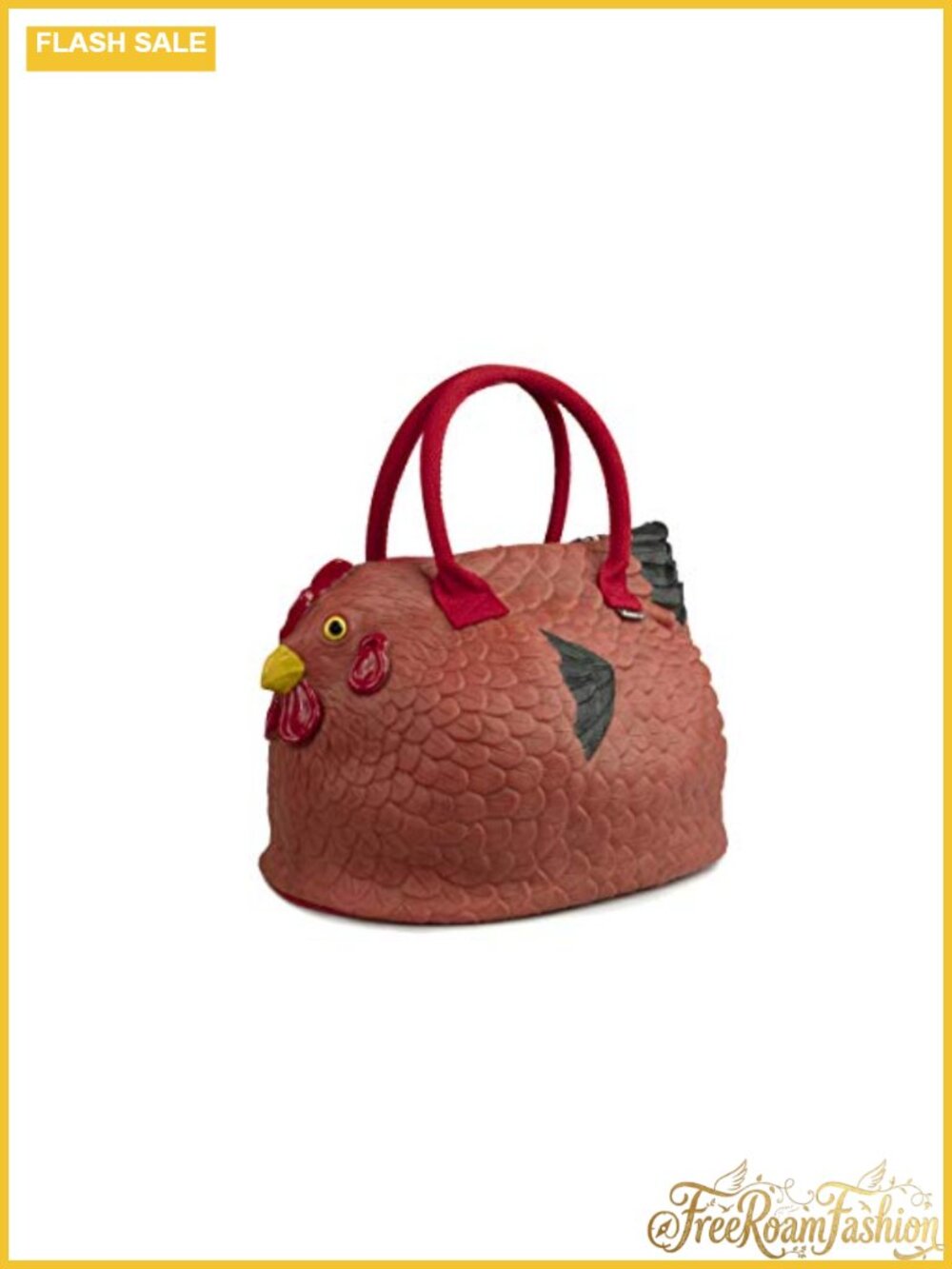 Novelty Chicken Handbag Fun Tote Bag with Zipper Closure and Interior Pocket